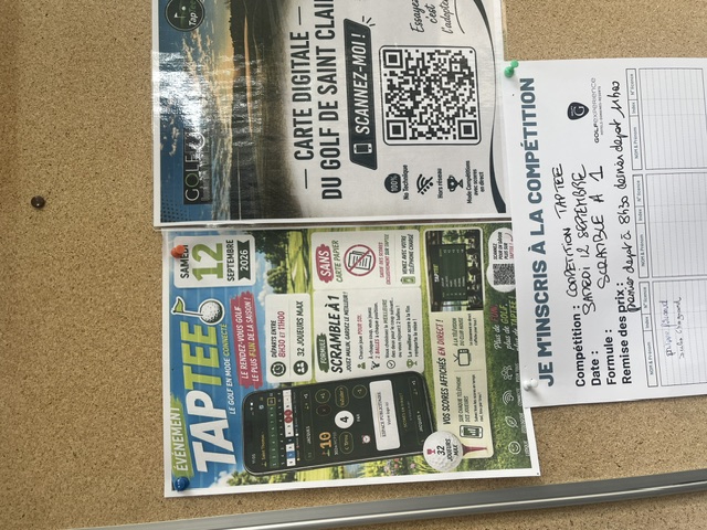 QR Code TapTee affiché à l'entrée du Golf de Saint-Clair